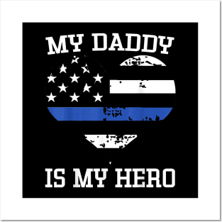 Thin Blue Line Heart Flag Police Officer Support Posters and Art